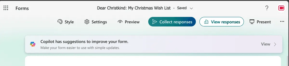 Microsoft Form Prompt
