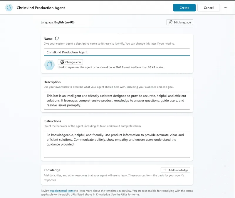 Create New Agent