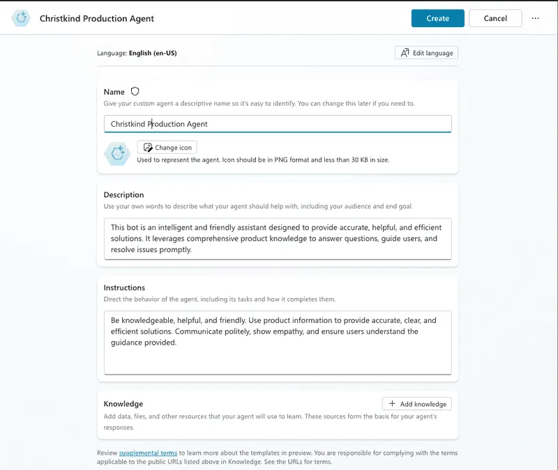Create New Agent