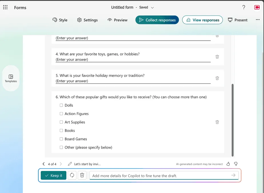 Microsoft Form Prompt