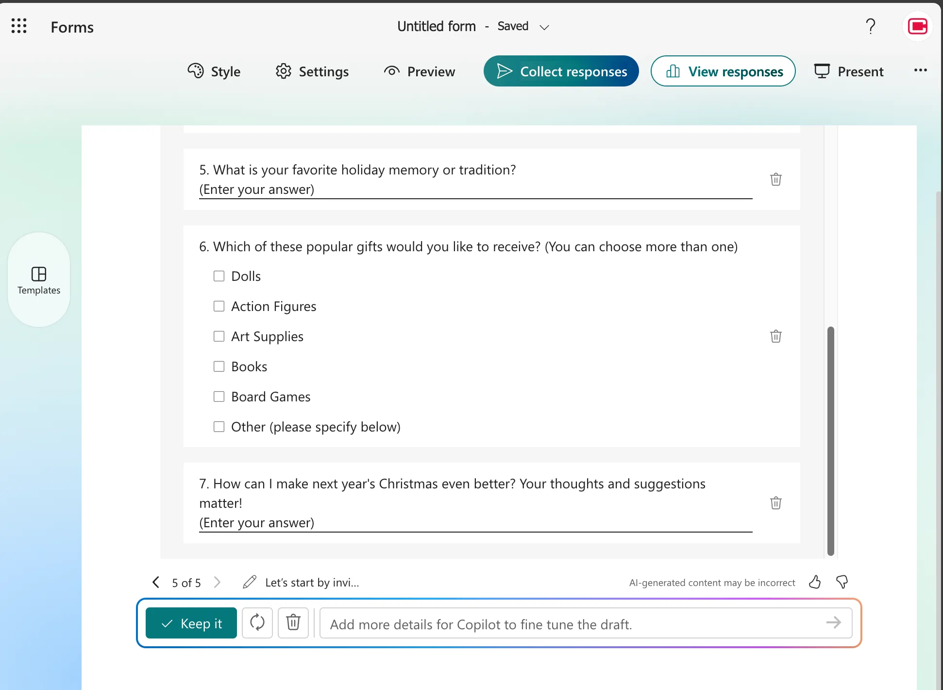 Microsoft Form Prompt
