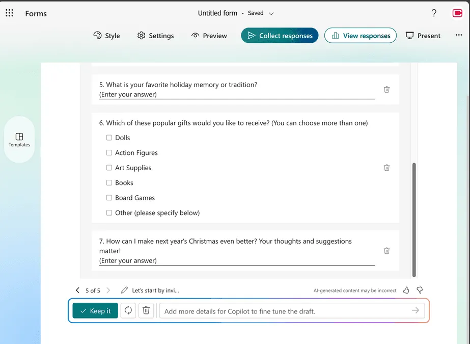 Microsoft Form Prompt
