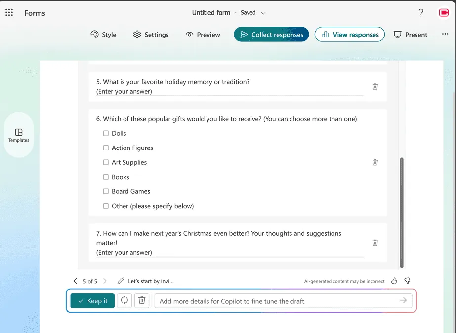 Microsoft Form Prompt