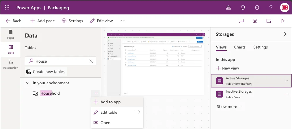 Adding all table to App