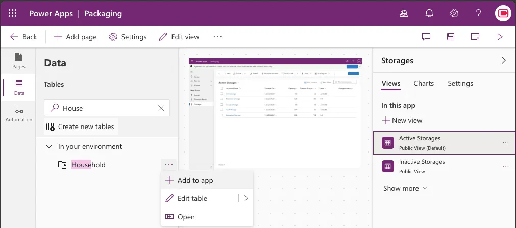 Adding all table to App