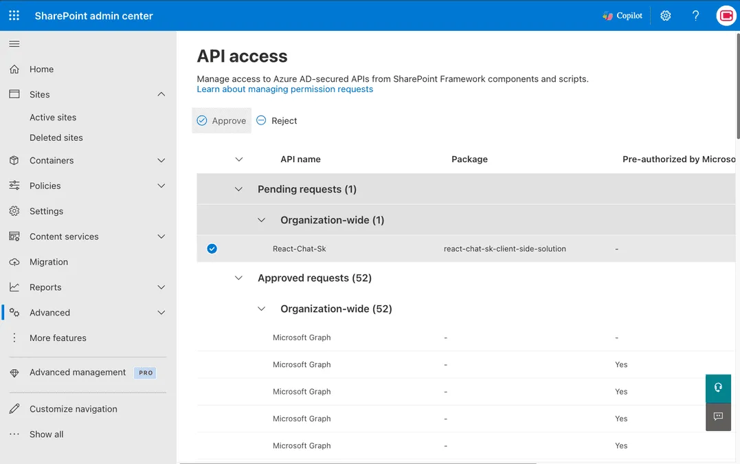 Approve API access