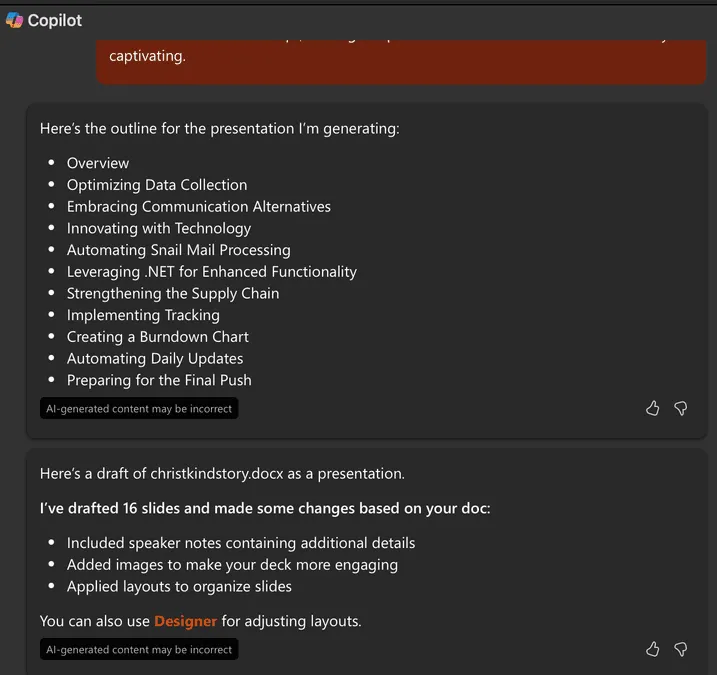 PowerPoint Copilot Output