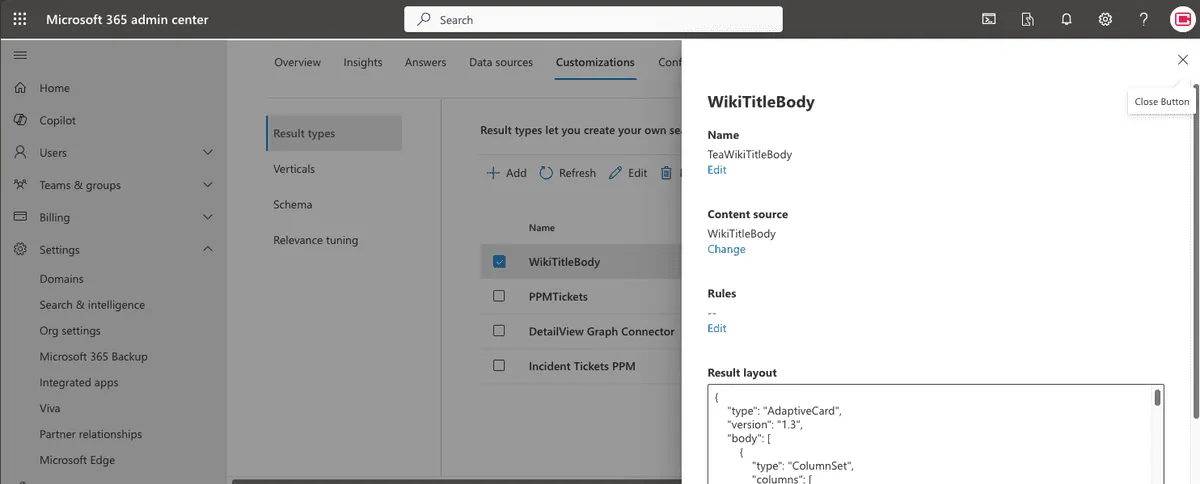 M365 Admin Portal Search and Intelligence