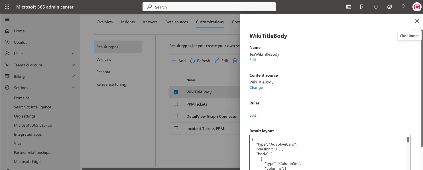 M365 Admin Portal Search and Intelligence