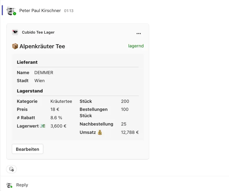Teams Bot Action Card