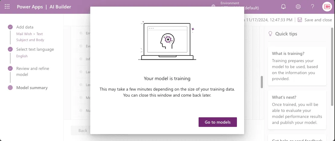 Model Training Example