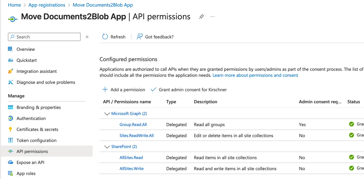 App Registration Permissions