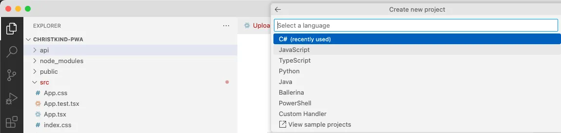 Create Azure Function in VSCode