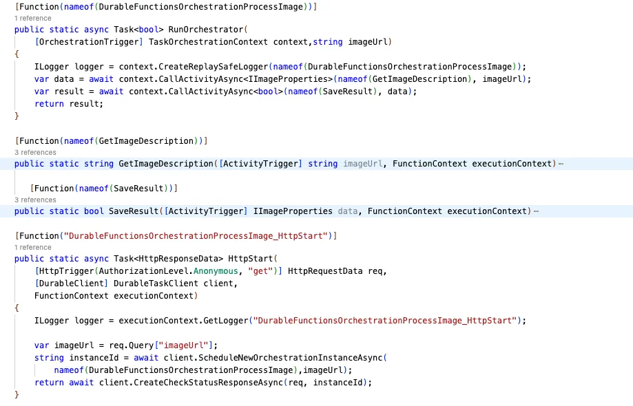 Durable Function code