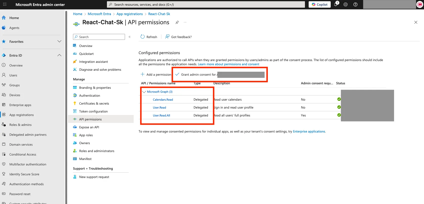 Delegated permissions
