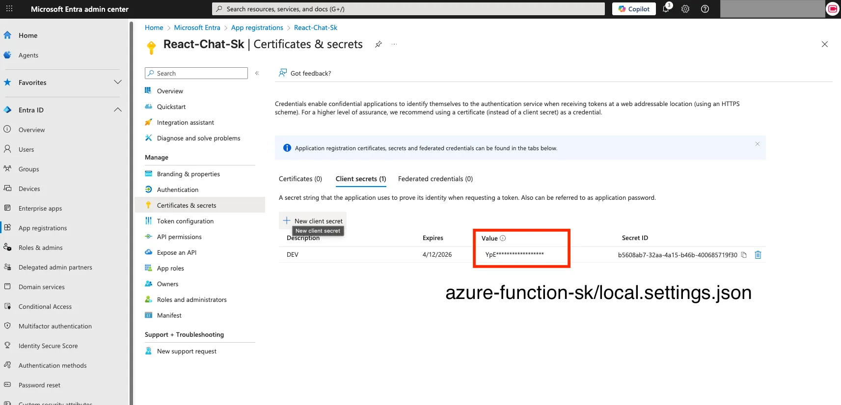 Create client secret
