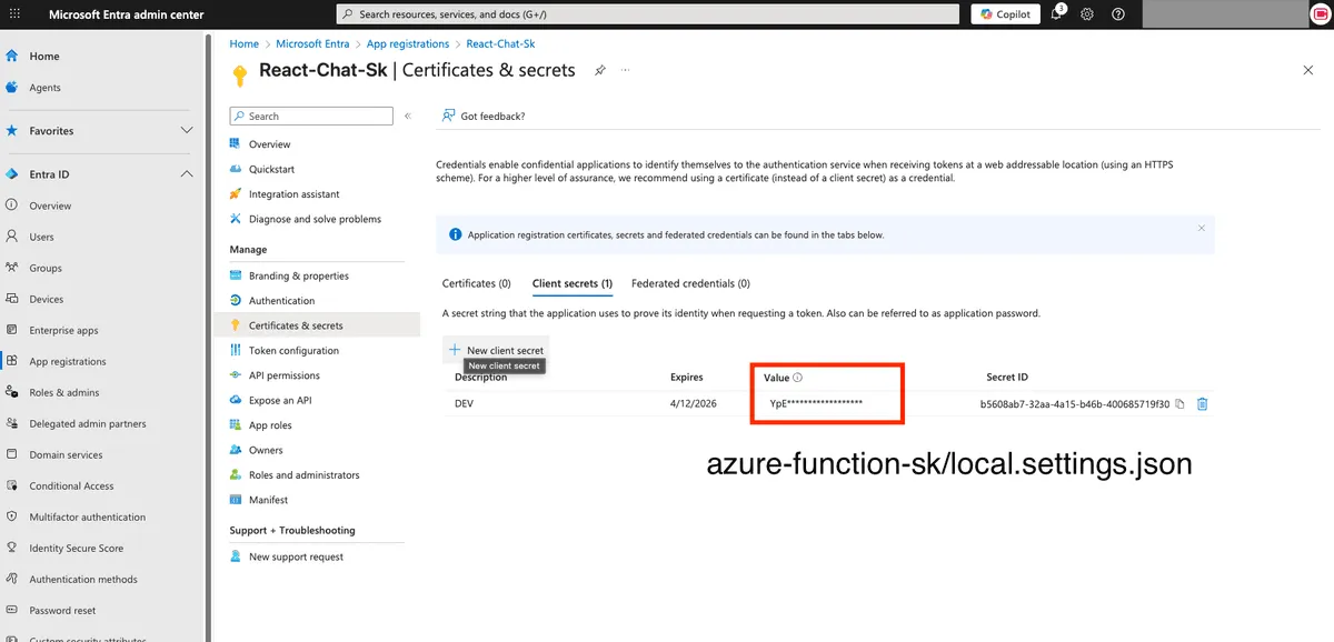 Create client secret
