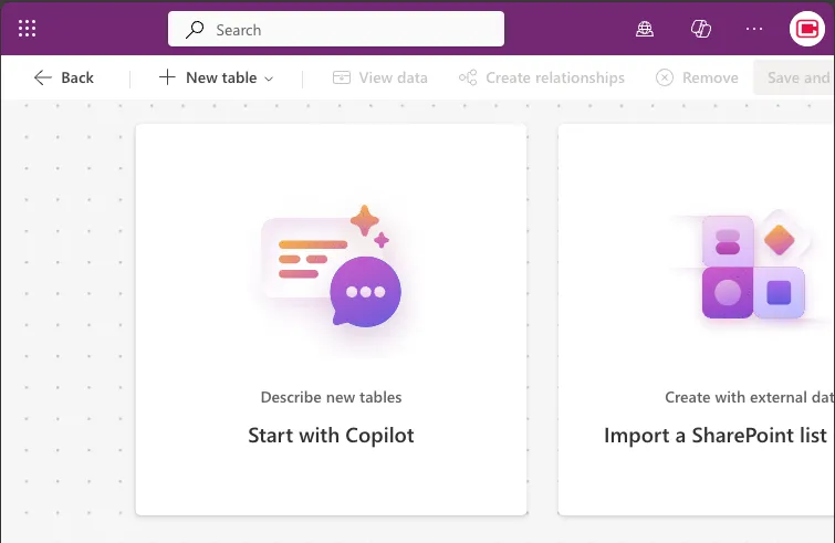 Power Apps Table Generation