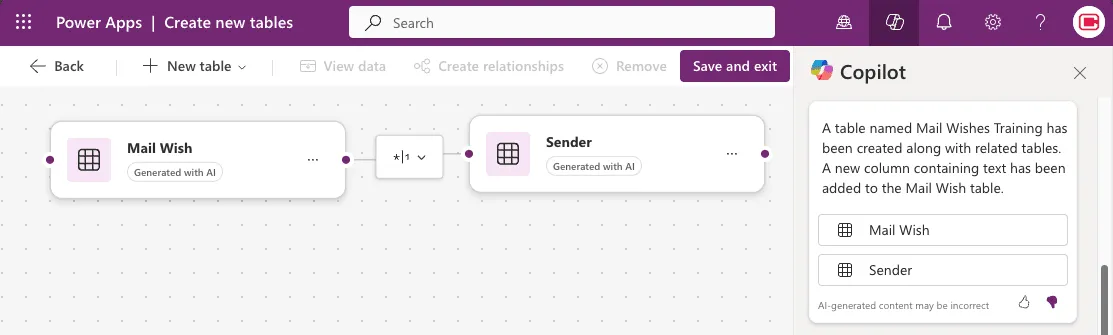 Training Table Setup