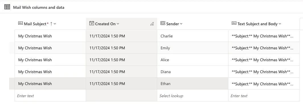 Training Table Setup