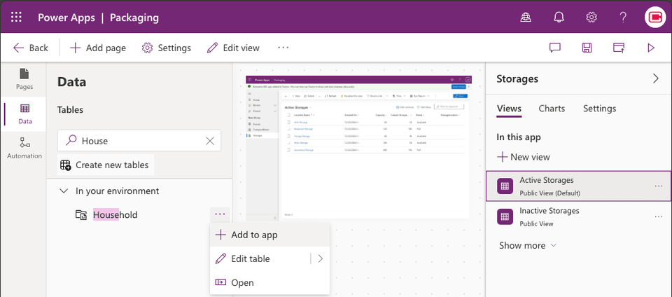 Adding all table to App